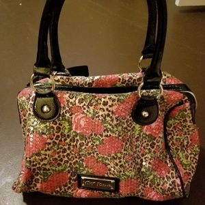 Betsy Johnson leopard and roses purse